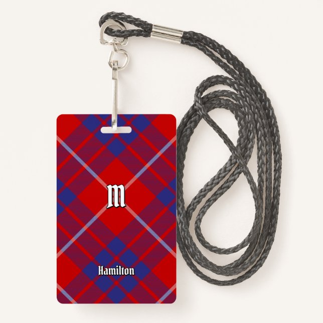 Clan Hamilton Red Tartan Badge (Front with Lanyard)