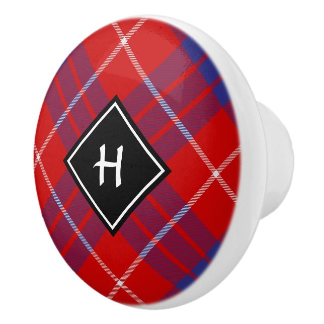 Clan Hamilton Red Tartan Ceramic Knob (Right)
