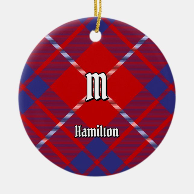 Clan Hamilton Red Tartan Ceramic Ornament (Front)