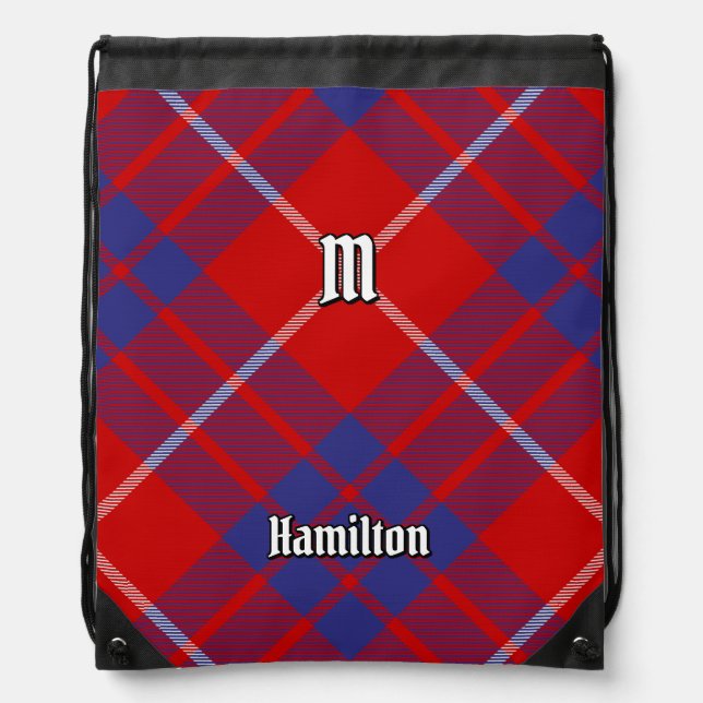 Clan Hamilton Red Tartan Drawstring Bag (Front)