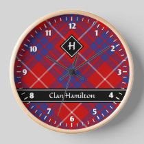 Clan Hamilton Red Tartan Large Clock