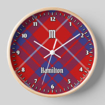 Clan Hamilton Red Tartan Large Clock