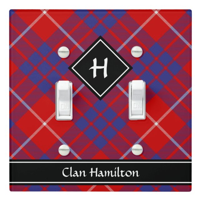Clan Hamilton Red Tartan Light Switch Cover (In Situ)