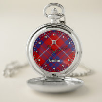 Clan Hamilton Red Tartan Pocket Watch