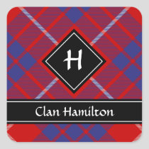 Clan Hamilton Red Tartan Square Sticker