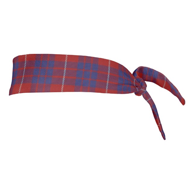 Clan Hamilton Scottish Accents Red Blue Tartan Tie Headband (Rotate 90)