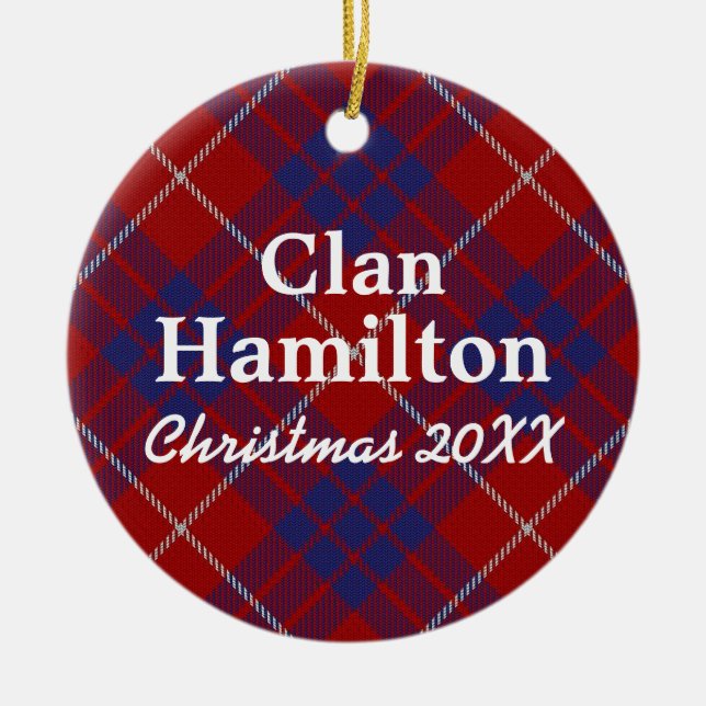 Clan Hamilton Scottish Tartan Ceramic Ornament (Front)