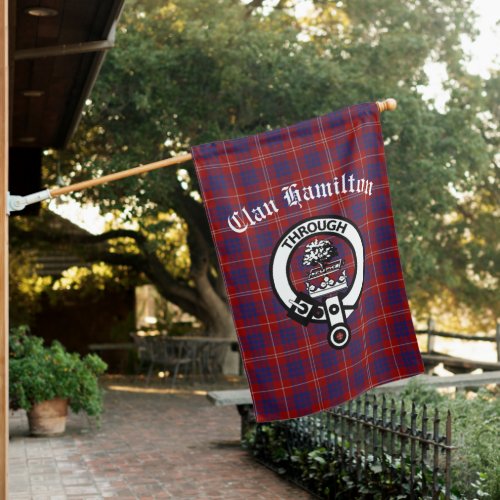 Clan Hamilton Tartan and Crest Badge   House Flag