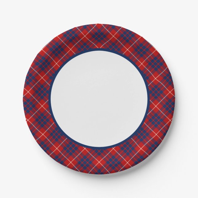 Clan Hamilton Tartan Border Paper Plates (Front)