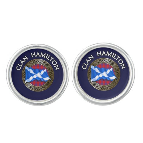 Clan Hamilton Tartan Knot  Flag Cufflinks