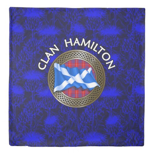 Clan Hamilton Tartan Knot  Flag Duvet Cover