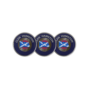 Clan Hamilton Tartan Knot & Flag Golf Ball Marker