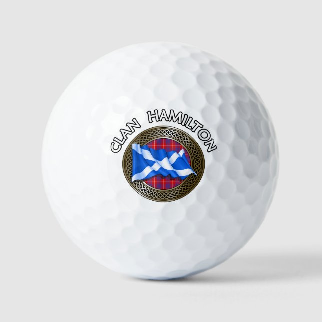 Clan Hamilton Tartan Knot & Flag Golf Balls (Front)