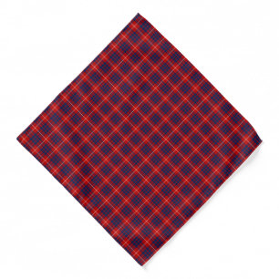 Clan Hamilton Tartan Red and Royal Blue Plaid Bandana