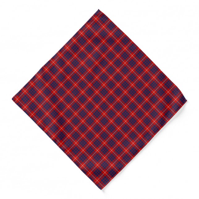 Clan Hamilton Tartan Red and Royal Blue Plaid Bandana (Front)