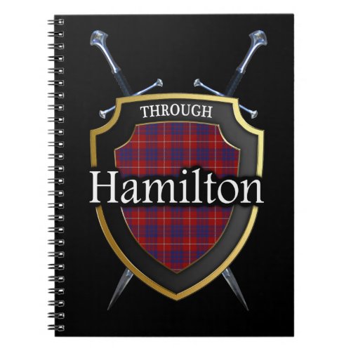 Clan Hamilton Tartan Shield  Swords Notebook