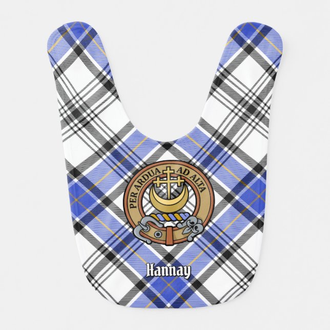Clan Hannay Crest over Tartan Baby Bib (Front)