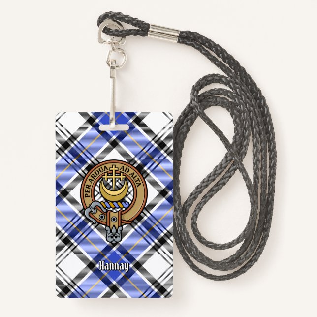 Clan Hannay Crest over Tartan Badge (Front with Lanyard)