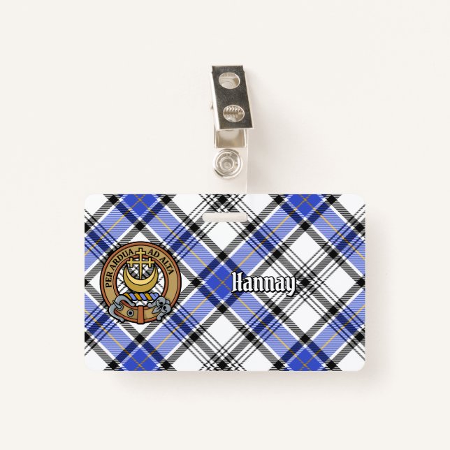 Clan Hannay Crest over Tartan Badge (Front with Clip)