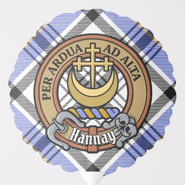 Clan Hannay Crest over Tartan Balloon (Front)