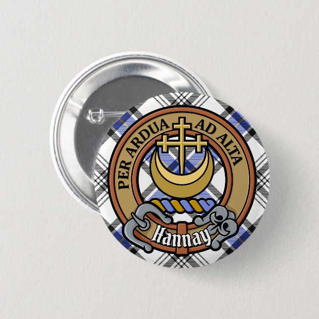 Clan Hannay Crest over Tartan Button (Front & Back)
