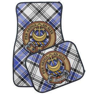 Clan Hannay Crest over Tartan Car Floor Mat