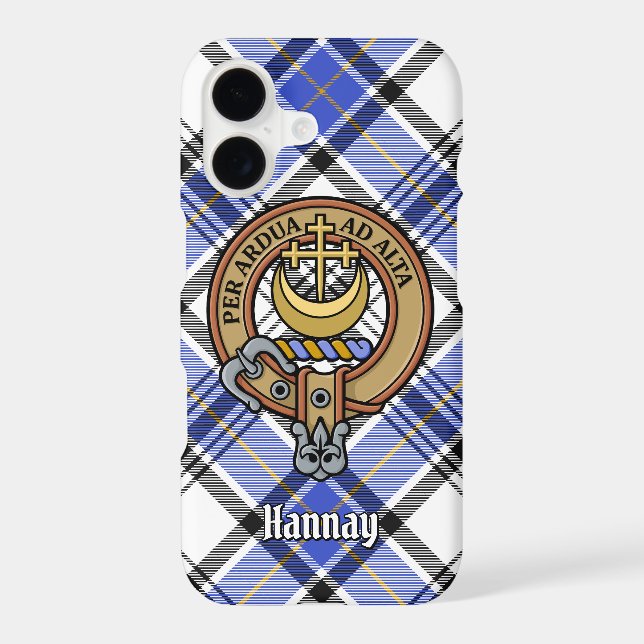 Clan Hannay Crest over Tartan Case-Mate iPhone Case (Back)