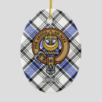 Clan Hannay Crest over Tartan Ceramic Ornament