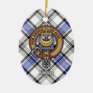 Clan Hannay Crest over Tartan Ceramic Ornament