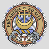 Clan Hannay Crest over Tartan Classic Round Sticker