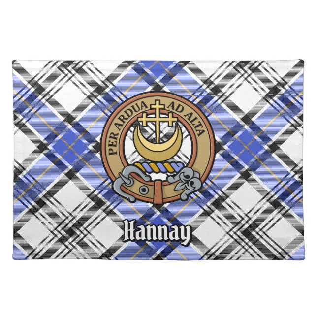 Clan Hannay Crest over Tartan Cloth Placemat (Front)