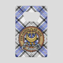Clan Hannay Crest over Tartan Credit Card Bottle Opener