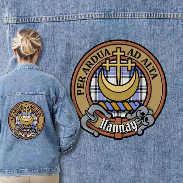 Clan Hannay Crest over Tartan Denim Jacket (Creator Uploaded)