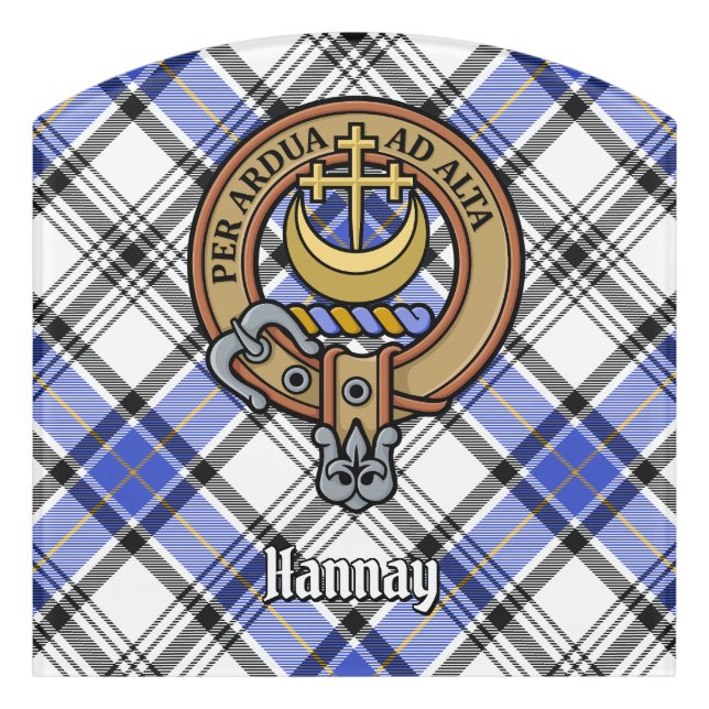 Clan Hannay Crest over Tartan Door Sign (Contour Front)