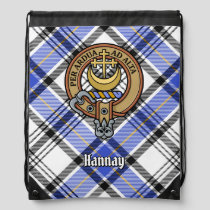 Clan Hannay Crest over Tartan Drawstring Bag