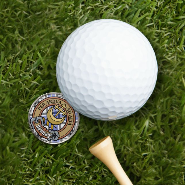 Clan Hannay Crest over Tartan Golf Ball Marker (Creator Uploaded)
