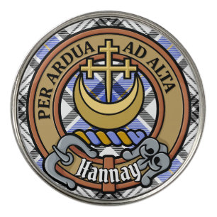 Clan Hannay Crest over Tartan Golf Ball Marker
