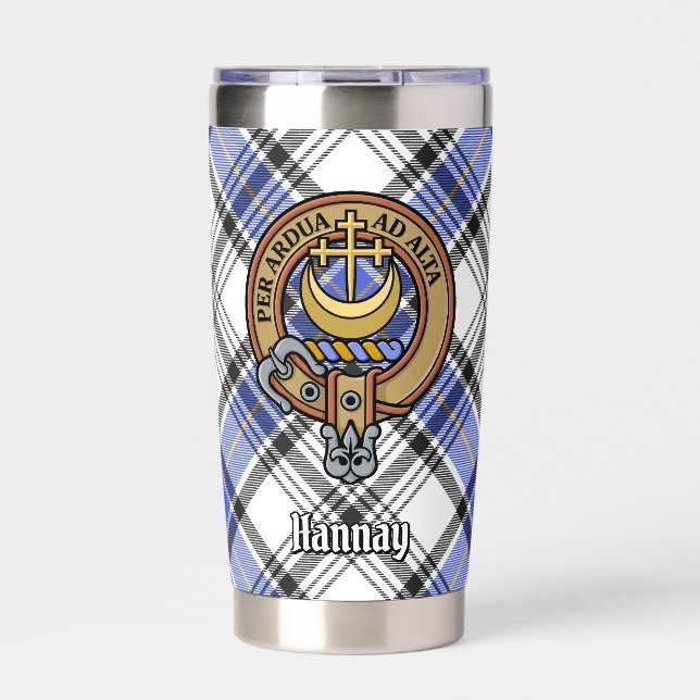 Clan Hannay Crest over Tartan Insulated Tumbler (Front)