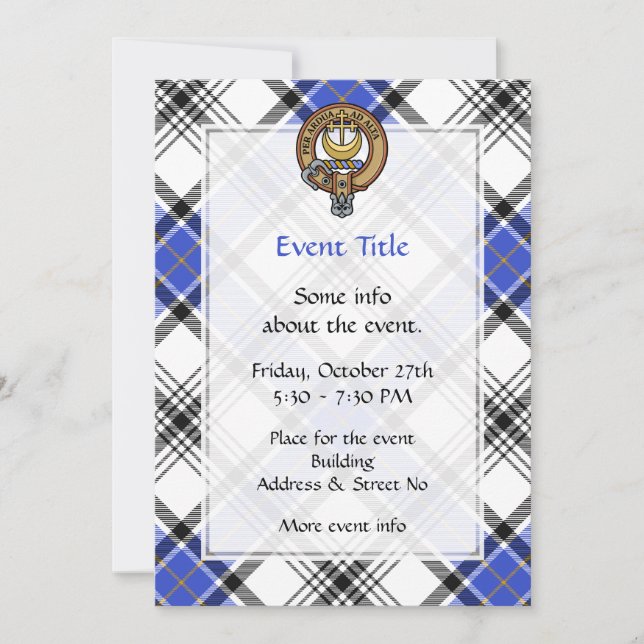 Clan Hannay Crest over Tartan Invitation (Front)