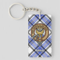 Clan Hannay Crest over Tartan Keychain