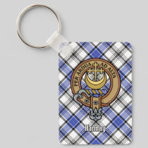 Clan Hannay Crest over Tartan Keychain