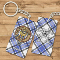 Clan Hannay Crest over Tartan Keychain
