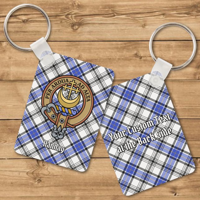 Clan Hannay Crest over Tartan Keychain (Creator Uploaded)