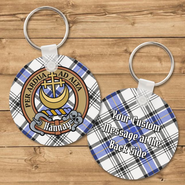 Clan Hannay Crest over Tartan Keychain (Creator Uploaded)