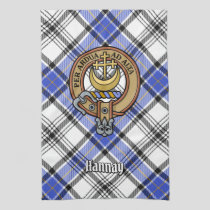 Clan Hannay Crest over Tartan Kitchen Towel