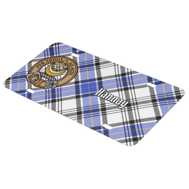 Clan Hannay Crest over Tartan License Plate (Side)
