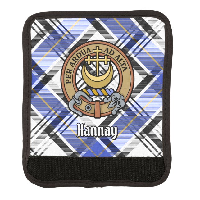 Clan Hannay Crest over Tartan Luggage Handle Wrap (Front)