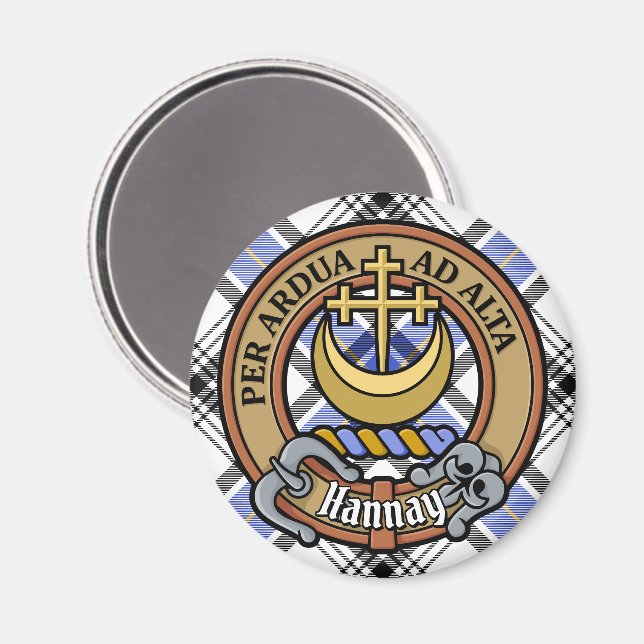 Clan Hannay Crest over Tartan Magnet (Front/Back)