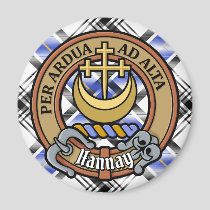 Clan Hannay Crest over Tartan Magnet