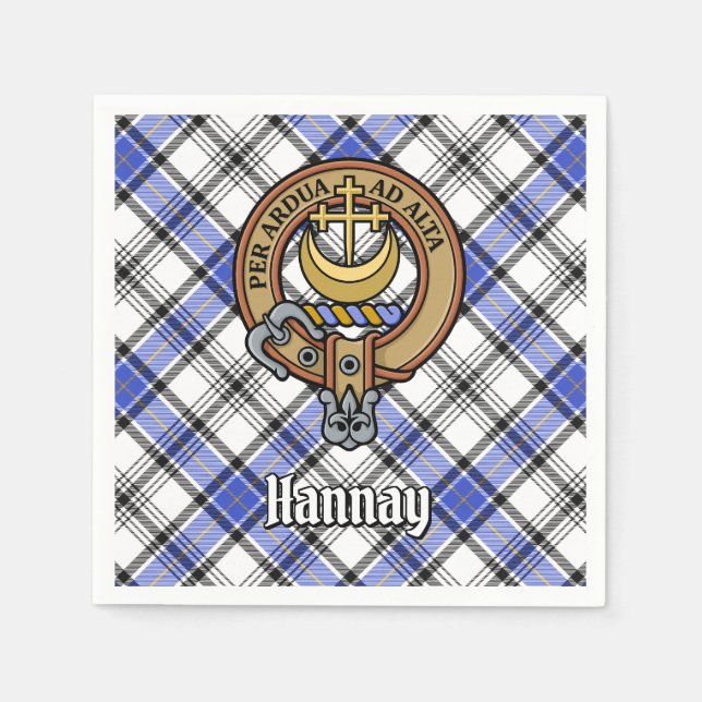 Clan Hannay Crest over Tartan Napkins (Front)